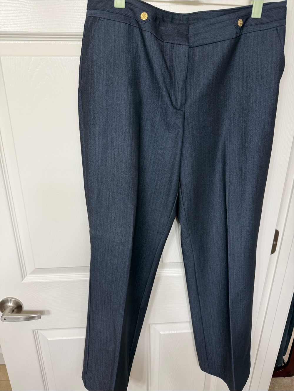 Anne Klein Dark Navy Trousers with Gold Buttons